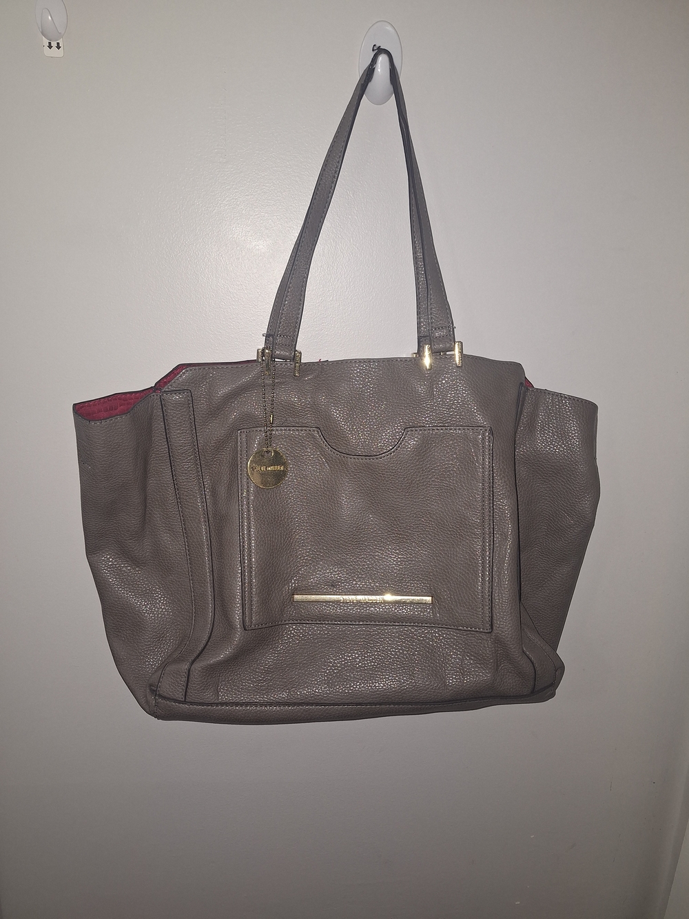 Steve Madden Grey Tote with Pink Inside